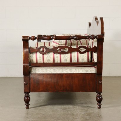 Restoration Walnut Sofa with Cushions Italy 19th Century