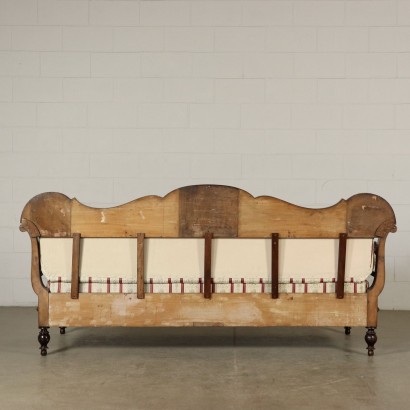 Restoration Walnut Sofa with Cushions Italy 19th Century