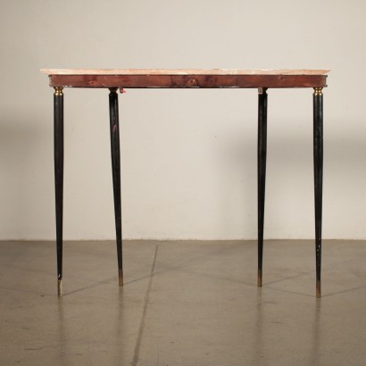 Console Table Marble Wood Stained Ebony Vintage Italy 1960s