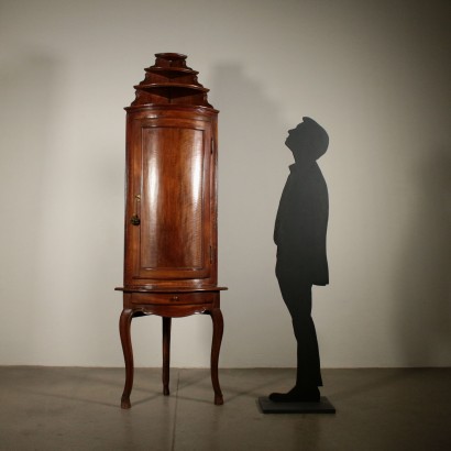 Walnut Corner Cabinet from Piedmont Italy 18th Century