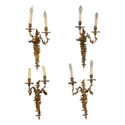 Pair of Sconces Napoleon III Gilded Bronze France Last Quarter of 1800