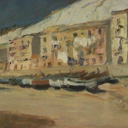 Marine Landscape by Luigi Bocca Glimpse of Liguria 20th Century