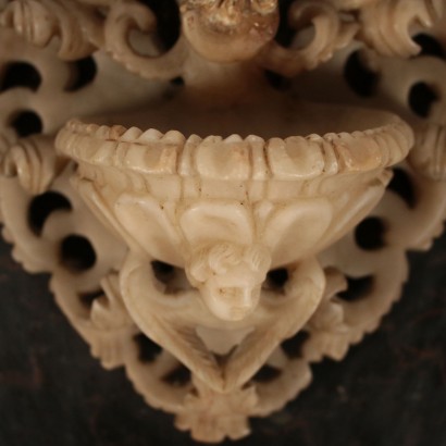 Alabaster Holy Water Font with Perforations Italy 17th Century