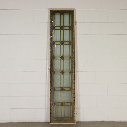 Antique Glass Window Iron Italy First Half of 1900s