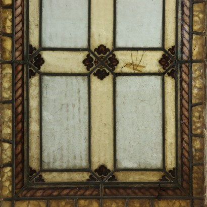 Antique Glass Window Iron Italy First Half of 1900s