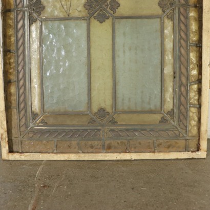 Antique Glass Window Iron Italy First Half of 1900s