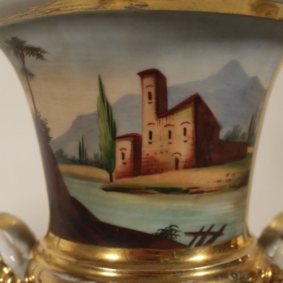 Paire de Vases Porcelaine Or pur Italie XXeme siècle