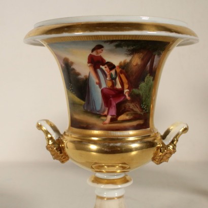 Paire de Vases Porcelaine Or pur Italie XXeme siècle