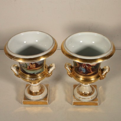 Paire de Vases Porcelaine Or pur Italie XXeme siècle