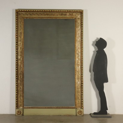 Grand Miroir Bois Doré Laqué Fabriqué en Italie Moitié '800