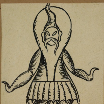 Drawing by Fortunato Depero Natural Rubber Devil 1918