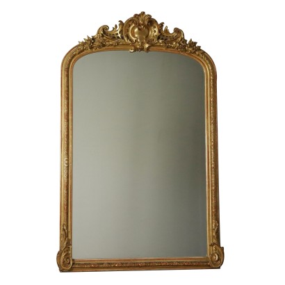 Large Carved Gilded Mirror Manufactured in Italy 1800s