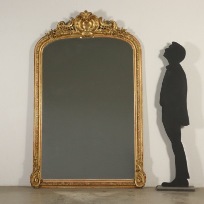 Large Carved Gilded Mirror Manufactured in Italy 1800s