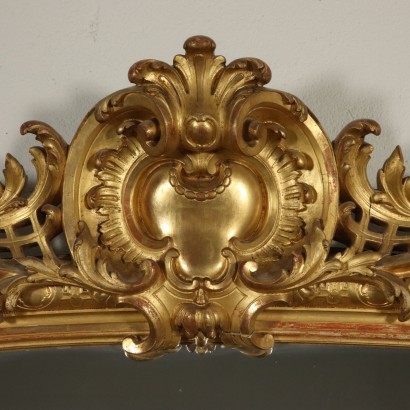 Large Carved Gilded Mirror Manufactured in Italy 1800s