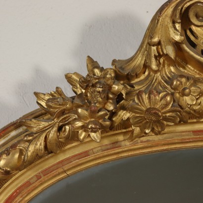 Large Carved Gilded Mirror Manufactured in Italy 1800s