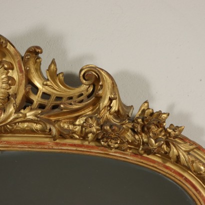 Large Carved Gilded Mirror Manufactured in Italy 1800s