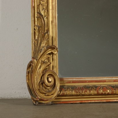 Large Carved Gilded Mirror Manufactured in Italy 1800s