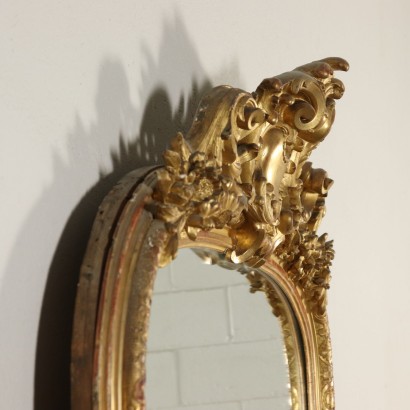 Large Carved Gilded Mirror Manufactured in Italy 1800s