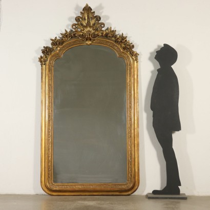 Grand Miroir Sculpté Bois doré Italie Moitié '800