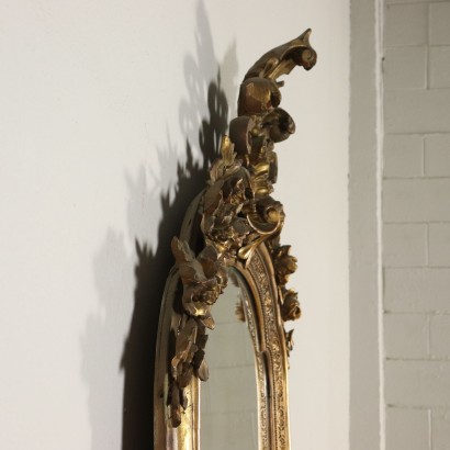 Grand Miroir Sculpté Bois doré Italie Moitié '800