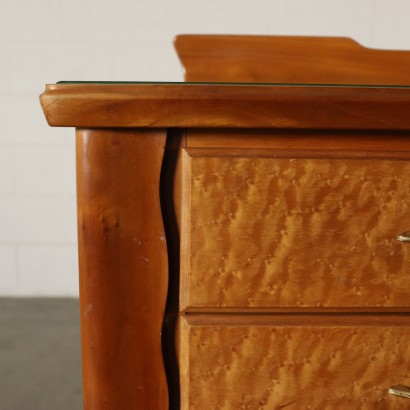 Buffet with Bar Compartment Burl Cherry Veneer Vintage Italy 1950s