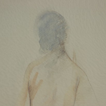 Dessin de Giuseppe Aimone Aquarelle sur Papier Années 70