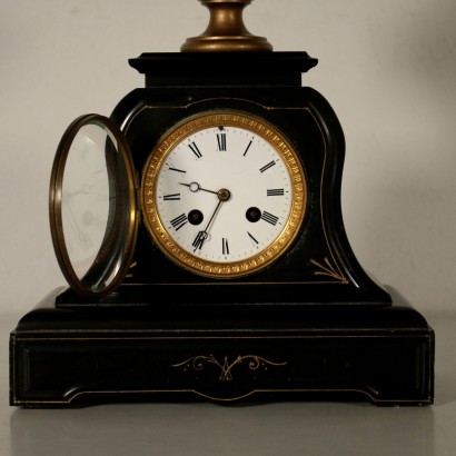 Table Clock Black Marble Gilded France Late 19th Century