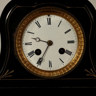 Table Clock Black Marble Gilded France Late 19th Century