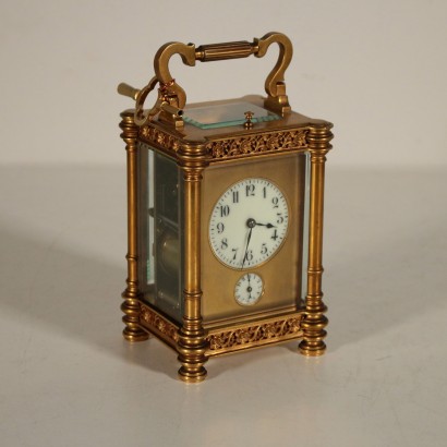 Carriage Clock with Case Gilded Bronze Italy 19th-20th Century