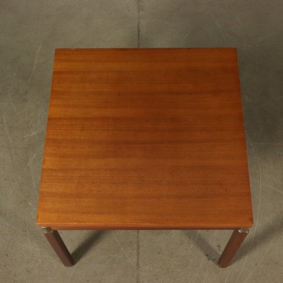 Extendable Table Teak Veneer Brass Vintage Italy 1960s