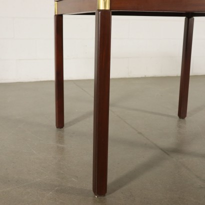 Extendable Table Teak Veneer Brass Vintage Italy 1960s