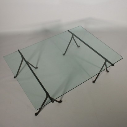 Coffee Table Wrought Iron Glass Vintage Italy 1970s-1980s