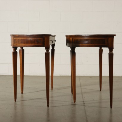 Pair of Neoclassical Demilune Console Tables Italy Late 1700s