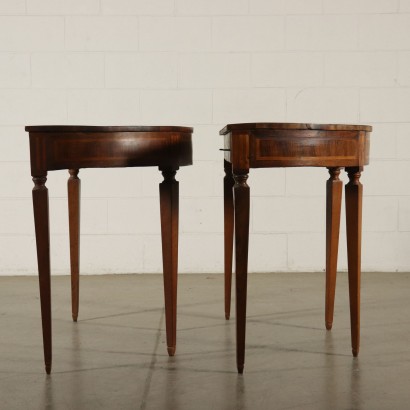 Pair of Neoclassical Demilune Console Tables Italy Late 1700s