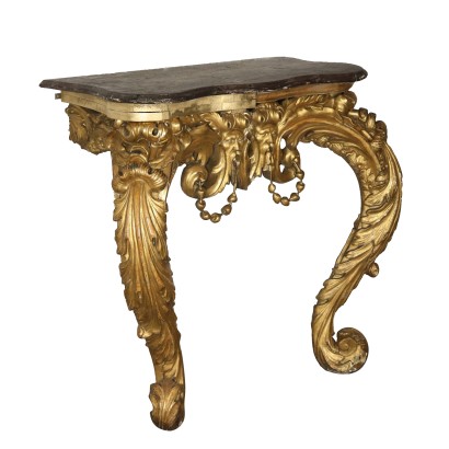 Carved Console Table Gilded Wood Italy 17th/20th Century