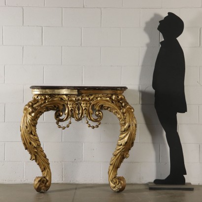 Carved Console Table Gilded Wood Italy 17th/20th Century