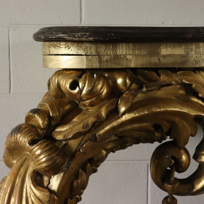 Carved Console Table Gilded Wood Italy 17th/20th Century