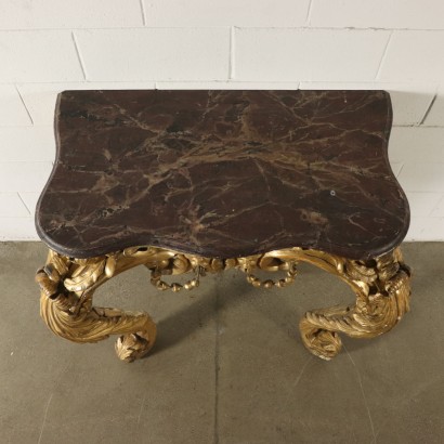 Carved Console Table Gilded Wood Italy 17th/20th Century