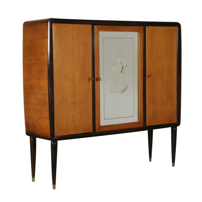 Cabinet Rosewood Veneer Mirror Vintage Italy 1950s-1960s