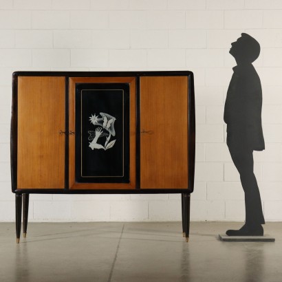 Mueble Placage de Palissandre Verre Miroir Italie Années 50-60