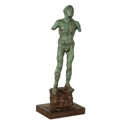 Male Nude by Giovanni Paganin Wooden Base Italy 1960s-1970s