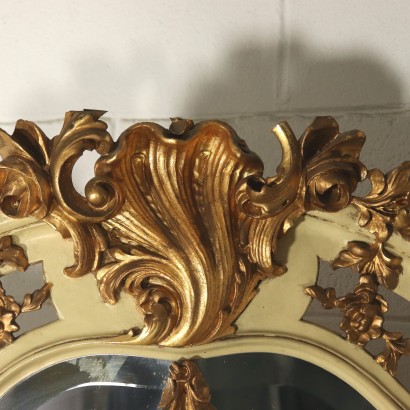 Haute Console Bois laqué Marbre Miroir Italie Première moitié '900