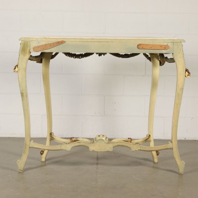 Haute Console Bois laqué Marbre Miroir Italie Première moitié '900