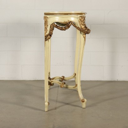 Haute Console Bois laqué Marbre Miroir Italie Première moitié '900