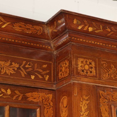 Large Bookcase Maple Mahogany Glass Doors Italy 1800s