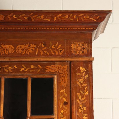 Large Bookcase Maple Mahogany Glass Doors Italy 1800s