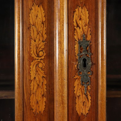 Large Bookcase Maple Mahogany Glass Doors Italy 1800s