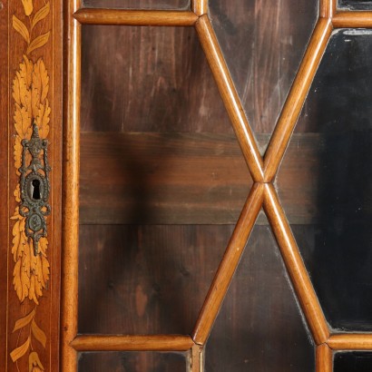 Large Bookcase Maple Mahogany Glass Doors Italy 1800s