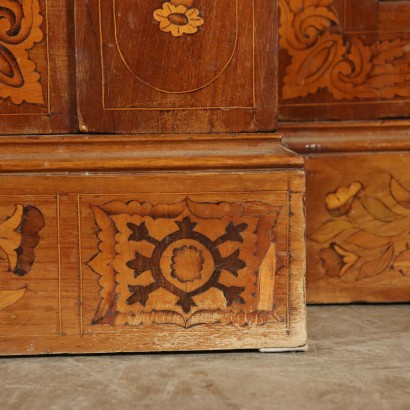 Large Bookcase Maple Mahogany Glass Doors Italy 1800s