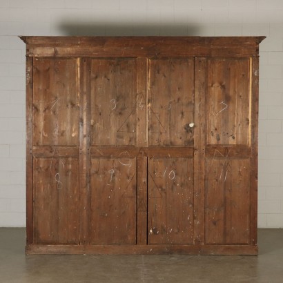 Large Bookcase Maple Mahogany Glass Doors Italy 1800s